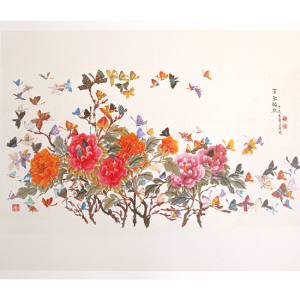 Bilde med blomster og sommerfugler. Bilde.