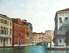 Reproduksjon med motiv av Grand Canal i Venezia. Bilde.