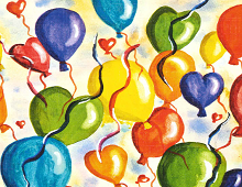 Bilde av ballonger som flyr til værs. Bilde.