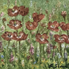 Originalmaleri av munnmaler Sigrid Slora. Blomstermotiv. Bilde.