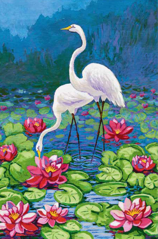 Nydelig dobbelt kort med motiv av flamingoer. Bilde