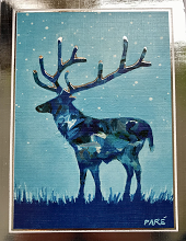 Dobbeltkort med bilde av et reinsdyr. Bilde