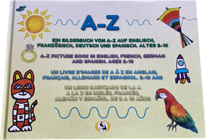 Forsiden til en bildebok for barn 2-10 år på engelsk, fransk, tysk og spansk. Bilde.