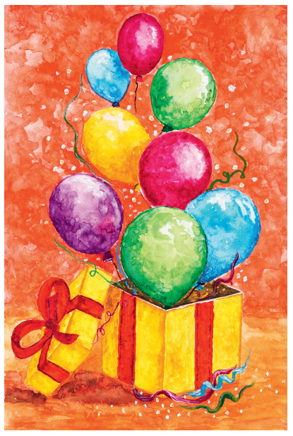 Bursdagskort med fargerike ballonger. Bilde.